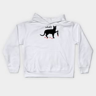 Cat What - Murderous Black Cat with Knife for Halloween Kids Hoodie